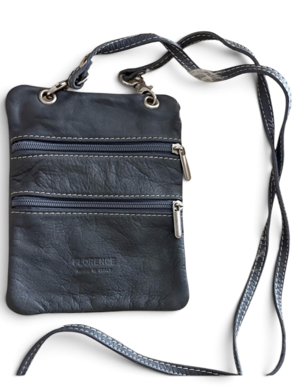 Franco Sarto Florence Italy Gray Leather Crossbody Travel Passport Bag
